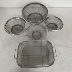 ステンレス製 ざる 7点セット まとめ売り 厨房 厨房機器 店舗 店舗用品 キッチン用品 調理器具 調理道具 ステンレスざる サイズ違い Y1994の画像