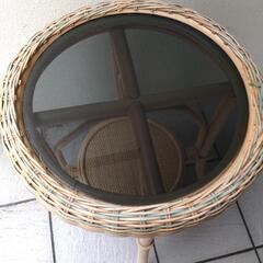 ラタン　籐のテーブル　高さ高さ60cmの画像
