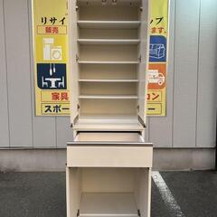 食器棚 収納棚 ホワイト 幅59cmの画像
