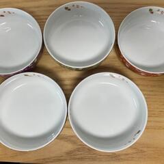 和風花柄陶器ボウル5個セットの画像