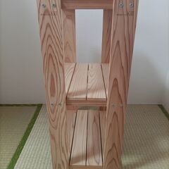 木製 ラック 3段（サイズ約：高65.5㎝ｘ横42.5㎝ｘ奥27㎝）の画像