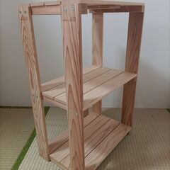木製 ラック 3段（サイズ約：高65.5㎝ｘ横42.5㎝ｘ奥27㎝）の画像