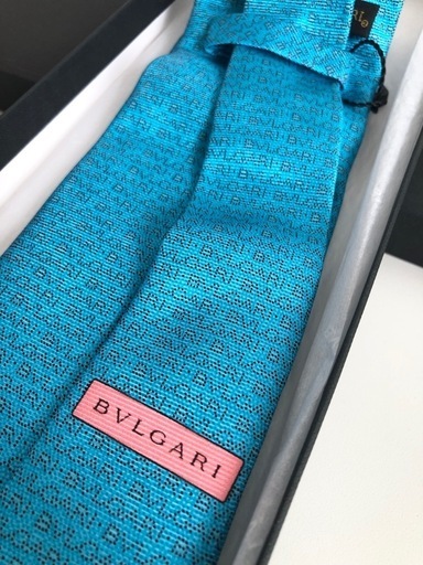 M【未使用品】BVLGARI ブルガリ ネクタイ エメラルドブルー