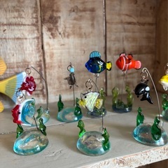 海の生物 さかなガラス製置物　バスルームにもニモ　ドリー　ペンギ　カメいろいろセットの画像
