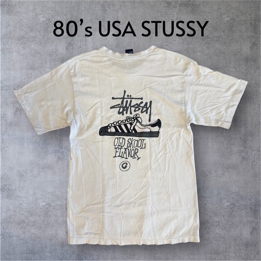 80s usa Stussy OLD SKOOL FLAVOR Tシャツ L相当