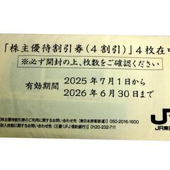 期限たっぷり2026年6月まで！お得にJR東日本旅を楽しむ4割引優待券、4枚セットの画像