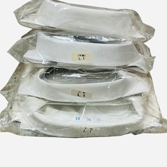 ホワイト 半袖ボタン付きワイシャツ 4枚セット Lの画像