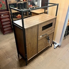 【武蔵小山店】 レンジ台 キッチンボード GREACK グリック　食器棚 キッチンラック 炊飯器台 家電収納 ラック キャビネット ヴィンテージ風 インダストリアル レンジボードの画像