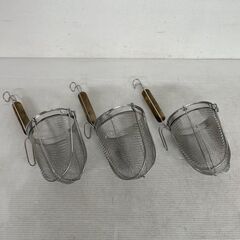 ステンレス製 てぼ 3点セット まとめ売り 厨房 厨房機器 店舗 店舗用品 キッチン用品 調理器具 テボ ラーメンテボ 湯切り フック付 Y2001の画像