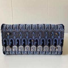 FURLA フルラ　オポチュニティ　ミニトートバッグ　ショルダーバッグ　ハンドバッグ　2WAY　ブルー系 エスニック コンパクトの画像