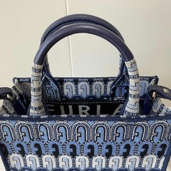 FURLA フルラ　オポチュニティ　ミニトートバッグ　ショルダーバッグ　ハンドバッグ　2WAY　ブルー系 エスニック コンパクトの画像