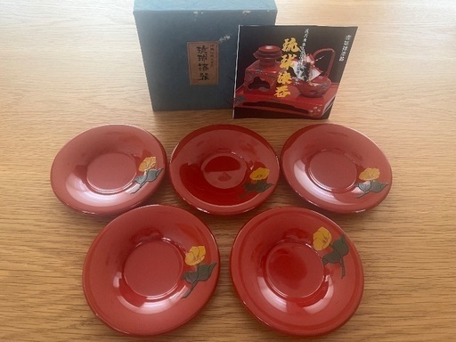 琉球漆器　赤色 漆器 茶器セット 琉球漆器 琉球塗 漆器 茶托 沖縄漆器 箱付き - メルカリ