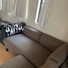IKEA NOCKEBYソファ2人掛け+寝椅子(ブラウン)引き取りのみ大阪市
の画像
