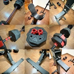 バーベルにもなるダンベル 10kg〜40kg可変式 バーベルスタンドセットの画像