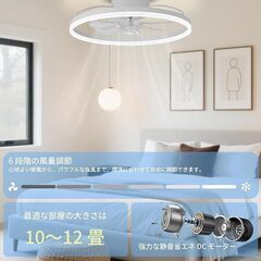 新品　led シーリングファンライト サーキュレーター付き 10~12畳 無階段調光/調色 6階段風量調整 DCモーター天井扇 ≥4000LM 2025年の新モデルの画像