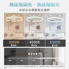 新品　led シーリングファンライト サーキュレーター付き 10~12畳 無階段調光/調色 6階段風量調整 DCモーター天井扇 ≥4000LM 2025年の新モデルの画像