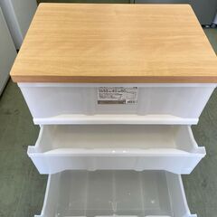 【✨お取引き中です✨】🧺✨お部屋が一気にスッキリ‼️木製天板ストッカー【幅55cm・3段タイプ】★6260★の画像