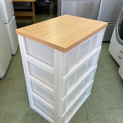 【✨お取引き中です✨】📦【木製天板ストッカー・4段タイプ】✨幅55cm‼️＼ナチュラル×ホワイトの爽やかデザイン🌿収納力バツグン📚／★2670★の画像