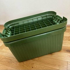 サンカ 収納ボックス スタッキング コンテナ ベリアスボート グリーン Mの画像