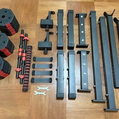 バーベルにもなるダンベル 10kg〜40kg可変式 バーベルスタンドセットの画像