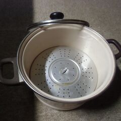 ホーロー鍋 蒸し器 Le cheri クマさん柄鍋 お譲りします。＊石川県＊美川より＊期間限定の画像