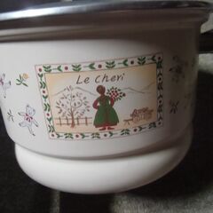 ホーロー鍋 蒸し器 Le cheri クマさん柄鍋 お譲りします。＊石川県＊美川より＊期間限定の画像