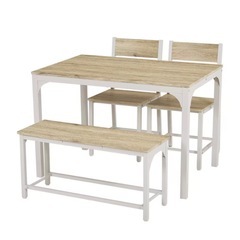 取引中　【美品】ニトリ シンプルな木目調ダイニング4点セット(NA/WH) 商品コード5667910の画像