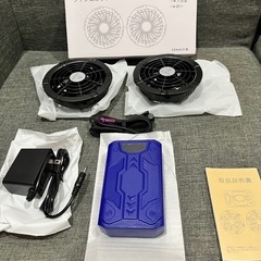 空調作業服 ファン バッテリーセット　　【2025新登場 40V/30000mAh】40V超高出力 30000mAh大容量バッテリー 6段階風量調節 強力冷却 空調ファン 日本製ブラシレスモーター 90mm服穴径対応 急速充電器付き ベスト用 空調作業服用 PSE認証済 猛暑対策の画像