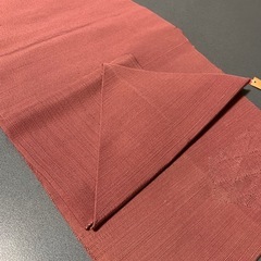 一重　名古屋帯　正絹?　くすみ紫エンジ ユーズド　#123-04の画像