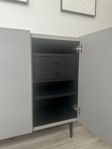 LOWYA ロウヤ 収納キャビネット グレー× ブラック