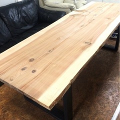 新品 210cm×70cm 無垢 一枚板ダイニングテーブル 場所により配送可☆の画像