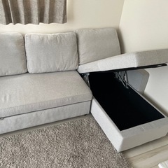 ニトリの布張りカウチソファベッド〔ノアーク2 GY〕の画像