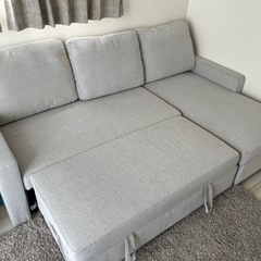 ニトリの布張りカウチソファベッド〔ノアーク2 GY〕の画像