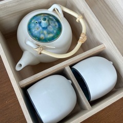 ACTUS オシャレな美濃焼 マーブル急須＆湯飲み2Ｐ ギフトセットの画像