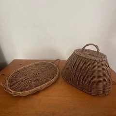 ラタン風 フードカバー トレイ バスケットの画像