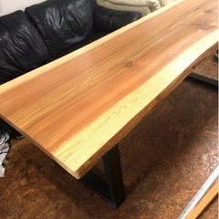 新品 激安 205cm×75cm 無垢 一枚板ダイニングテーブル 近場無料配送出来ます。の画像