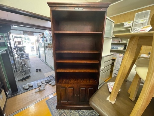 アンティーク　北海道　旭川　神居民芸家具　草実作　時計台　飾り棚　小物入れ収納 リサイクルサービス八光】幅86㎝北海道旭川和光神居民芸神居書棚