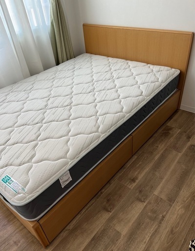 FranceBed ダブル＆マットレスセット（収納付き・木製）