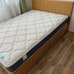 FranceBed　ダブル＆マットレスセット（収納付き・木製） フランスベッド 棚付き引き出し収納ベッド ダブル 収納ベッド 2口