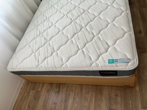 FranceBedダブル＆マットレスセット（収納付き・木製）