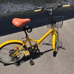イエロー折りたたみ自転車 前カゴ付き良品車両　町田市 イエロー折りたたみ自転車 前カゴ付き良品車両 町田市 - メルカリ
