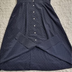 イエナ IENA　ドット　スキッパーシャツワンピース　38 濃紺の画像