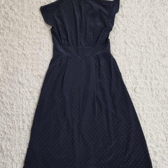 イエナ IENA　ドット　スキッパーシャツワンピース　38 濃紺の画像