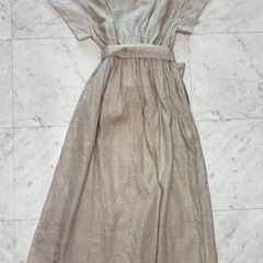 【美品】イエナ　IENA 半袖ロングワンピース　リネン100% 日本製　ベージュの画像
