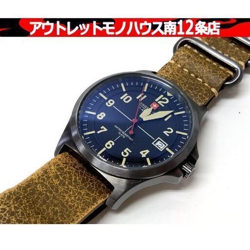 SWISS MILITARY 06-4245 腕時計 クォーツ メンズ レザーベルト 電池交換済み 稼働品 スイスミリタリー 札幌市 