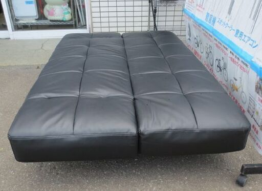幅180cm ソファーベッド  ブラック レザー ソファ ベッド ソファー 長椅子 リクライニング 黒 札幌 北20条店