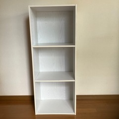 ★カラーBOX（白木目3段長）「美品」の画像