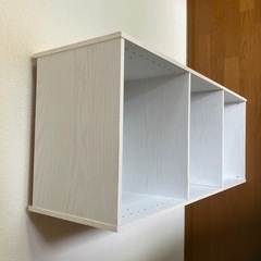 ★カラーBOX（白木目3段長）「美品」の画像