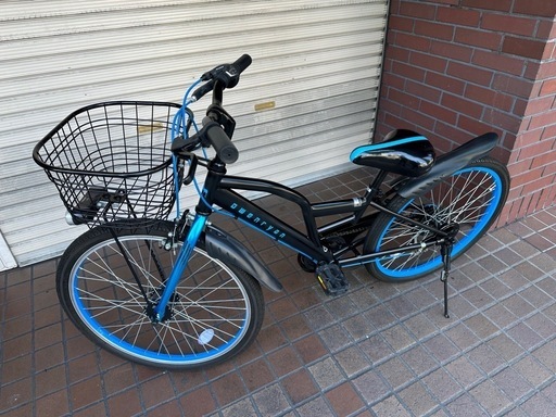 ★美品★24インチ　外装6段変速　LEDオートライト　カゴ　フェンダー付き子供用自転車　ブラック