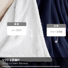 新品未使用　毛布 ひざ掛け ハーフケット ブランケット 150x200cm 紺色 柔らかいの画像